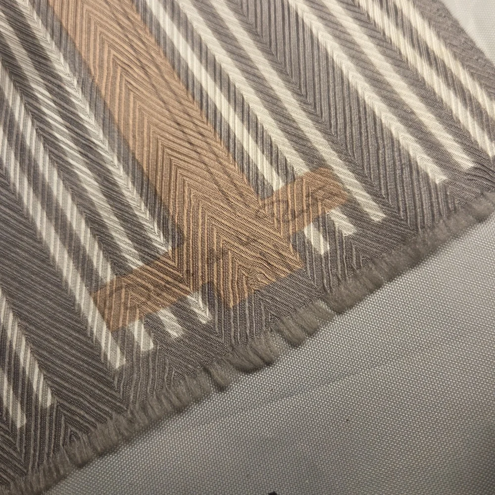 Oscar de la Renta Striped Silk-Feel Scarf – Designer Neutral Chic